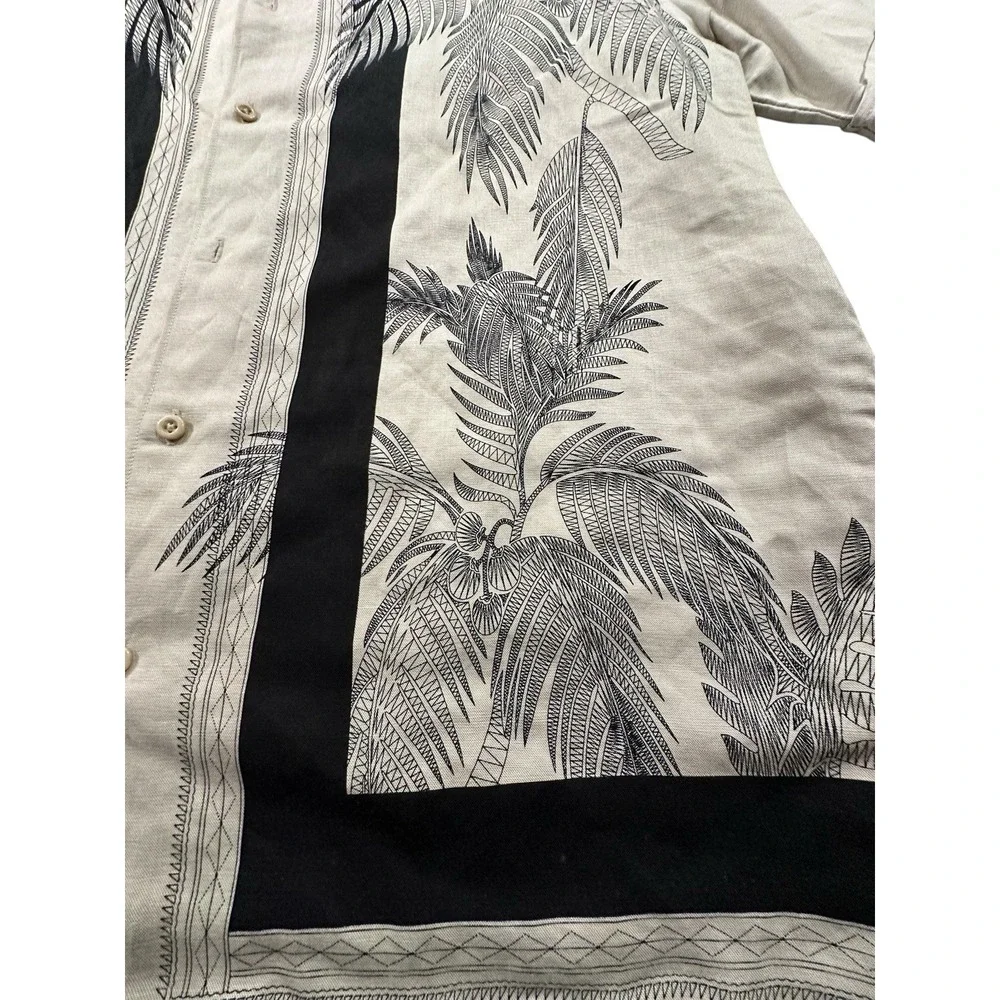 Centro Shirt Men's‎ Large Short Sleeve Button Up Retro Style Leaves Size Large